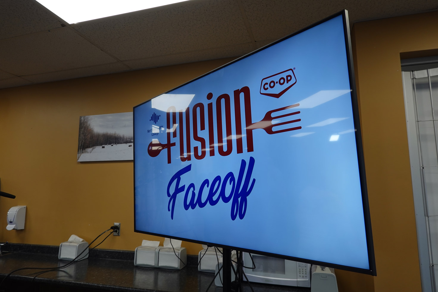 sign on screen that says fusion faceoff