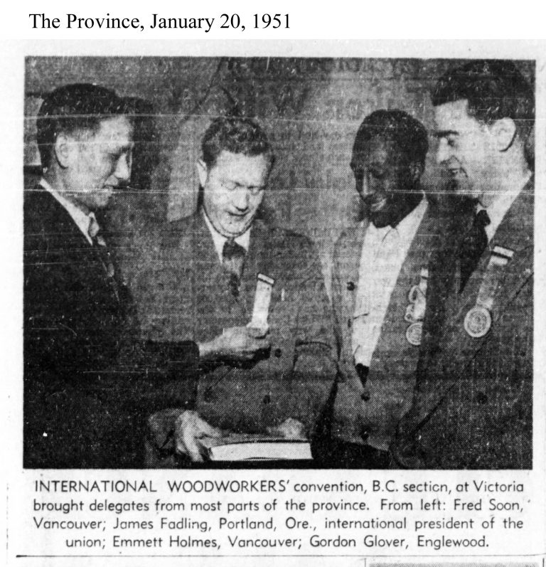 Newspaper clipping from The Province. Pictured: delgates attending the International Woodworkers Convention, B.C. section, at Victoria in 1951.