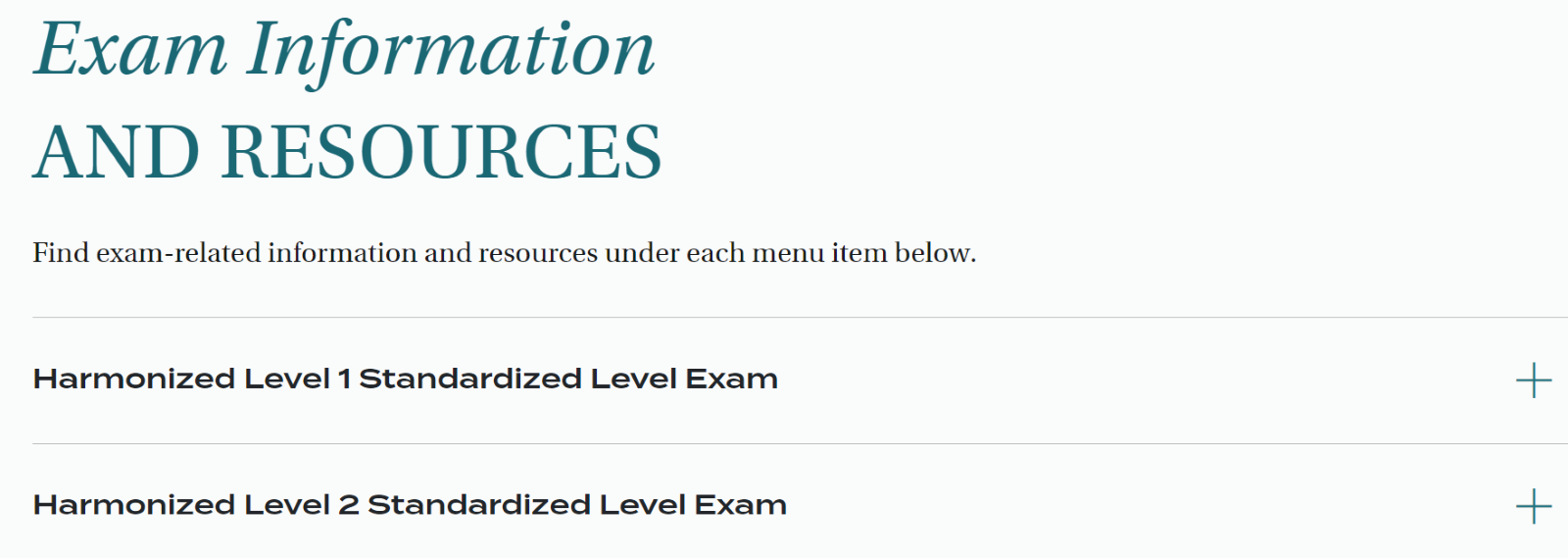 A screenshot of the Exam Information and Resources section of our trade pages