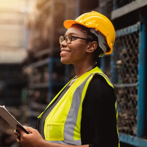 tradeworker in warehouse