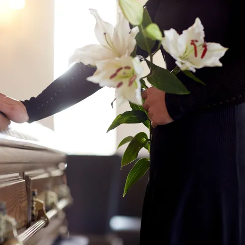 casket with flowers