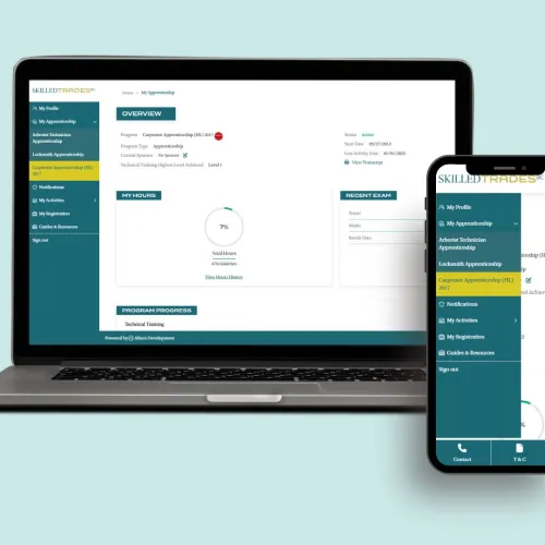 screenshot of the portal on two screens