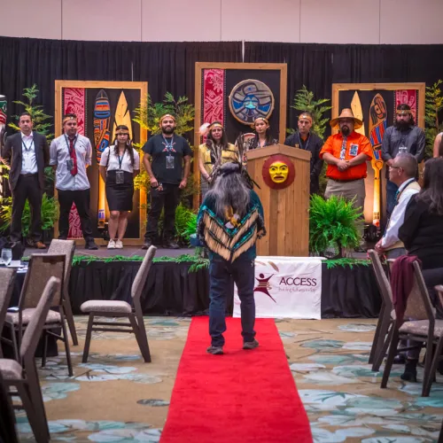 Electrical apprentices gathered on stage