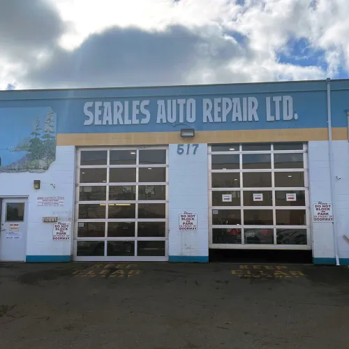 auto shop exterior with garage doors 